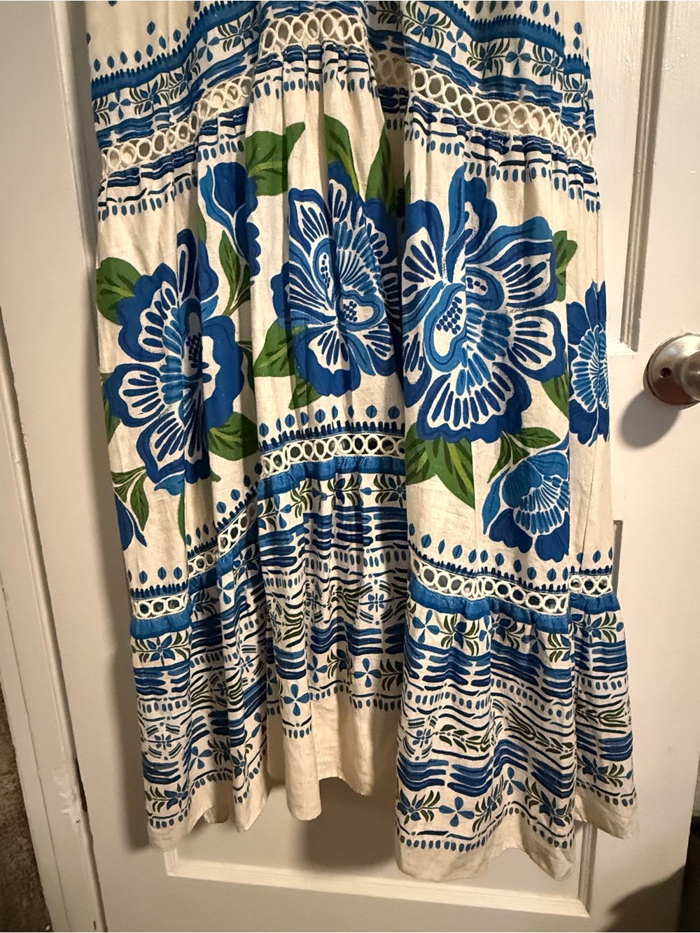 FARM Rio Cream Midi Dress with Blue & Green Botanical Print - Picture 7 of 15